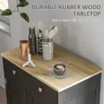 Sideboard Buffet Cabinet Black Kitchen Coffee Bar Storage with Solid Wood Top Adjustable Shelf 2 Drawers for Living Room - Image 5