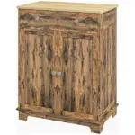 Sideboard Buffet Cabinet Brown Kitchen Coffee Bar Storage with Solid Wood Top Adjustable Shelf 2 Drawers for Living Room