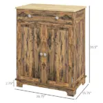 Sideboard Buffet Cabinet Brown Kitchen Coffee Bar Storage with Solid Wood Top Adjustable Shelf 2 Drawers for Living Room - Image 3