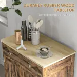 Sideboard Buffet Cabinet Brown Kitchen Coffee Bar Storage with Solid Wood Top Adjustable Shelf 2 Drawers for Living Room - Image 5