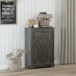 Sideboard Buffet Storage Cabinet, Small Free Standing Cabinet with Doors and Drawer for Kitchen, Living room, Dark Brown - Image 2