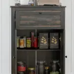 Sideboard Buffet Storage Cabinet, Small Free Standing Cabinet with Doors and Drawer for Kitchen, Living room, Dark Brown - Image 7