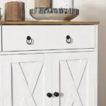 HOMCOM Sideboard Buffet with 2 Drawers, 4 Barn Doors and 2 Adjustable Shelves, Kitchen Buffet Cabinet for Living Room, White - Image 8
