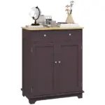 HOMCOM Sideboard Floor Cupboard with Solid Wood Top, Adjustable Shelf and 2 Drawers Versatile Kitchen Storage Cabinet - Image 11