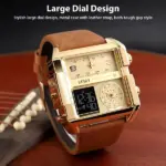 SKMEI Mens Triple Time Digital Quartz Sports Watch with Leather Band - Image 7