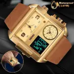 SKMEI Mens Triple Time Digital Quartz Sports Watch with Leather Band - Image 8