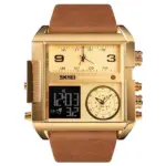 SKMEI Mens Triple Time Digital Quartz Sports Watch with Leather Band - Image 13