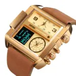 SKMEI Mens Triple Time Digital Quartz Sports Watch with Leather Band - Image 14