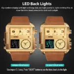 SKMEI Mens Triple Time Digital Quartz Sports Watch with Leather Band - Image 3