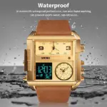 SKMEI Mens Triple Time Digital Quartz Sports Watch with Leather Band - Image 4