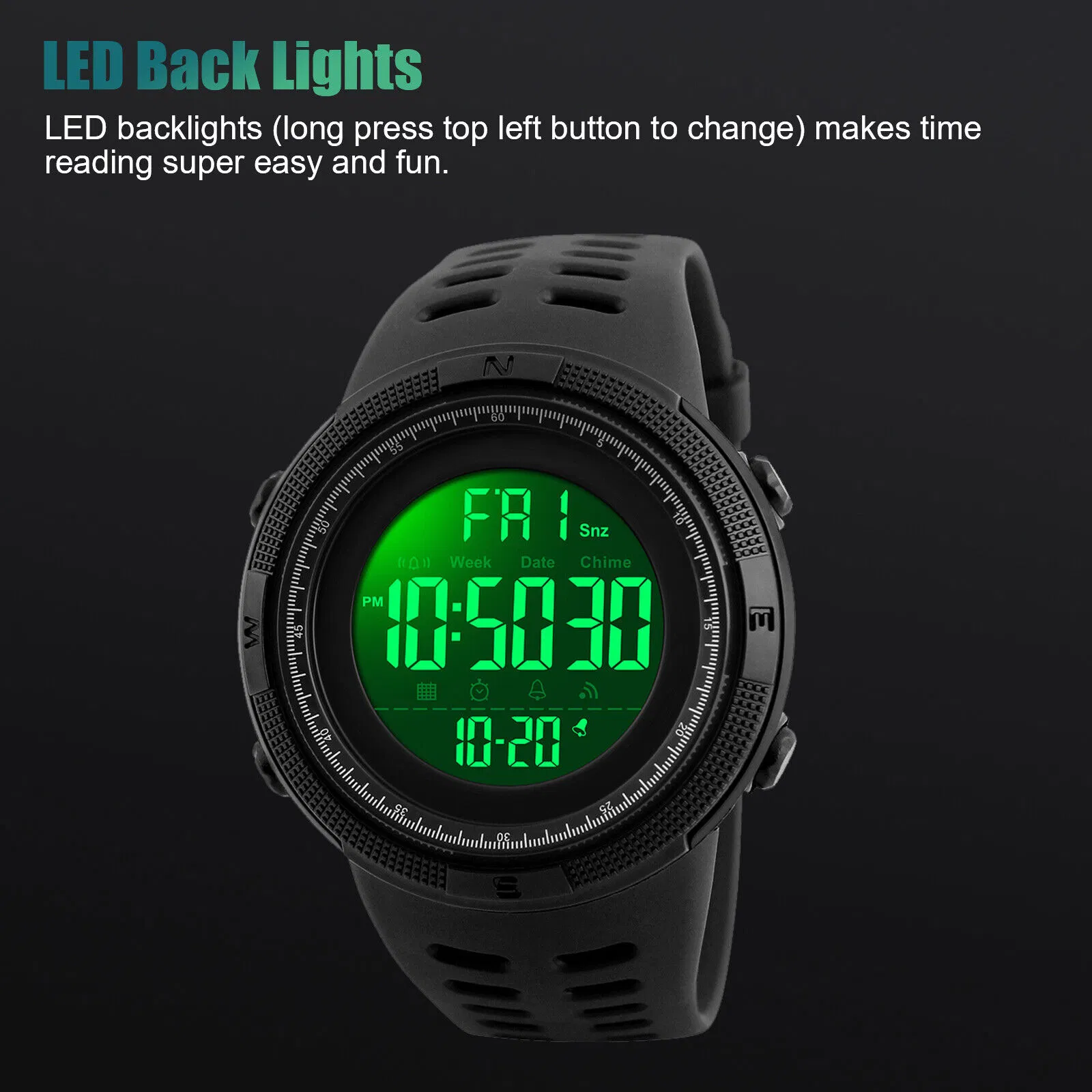 SKMEI Mens Digital Analog Sports Watch with Chronograph and 50M Water Resistance