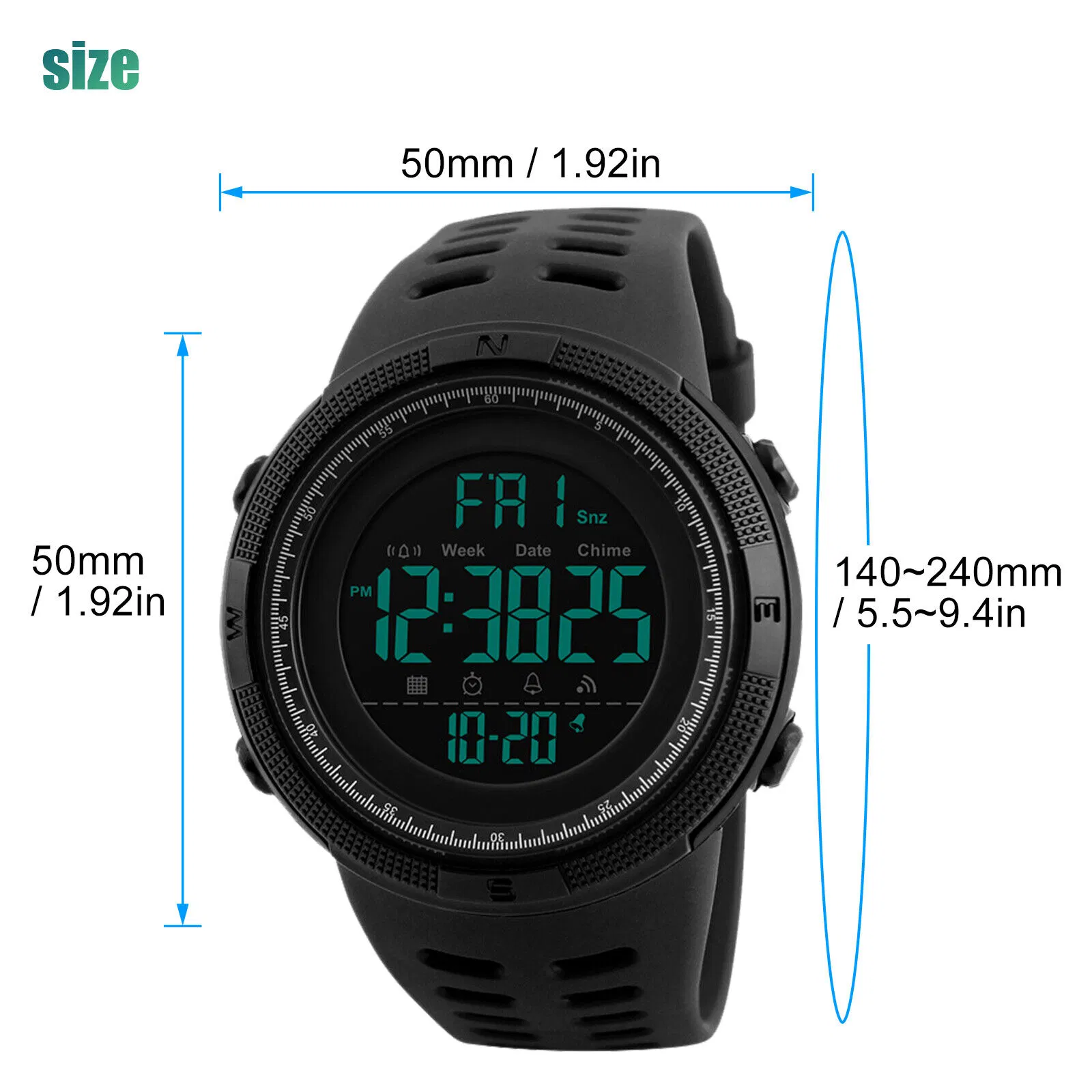SKMEI Mens Digital Analog Sports Watch with Chronograph and 50M Water Resistance
