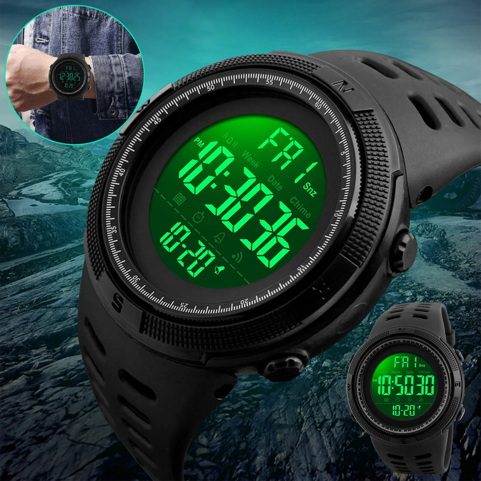 SKMEI Mens Digital Analog Sports Watch with Chronograph and 50M Water Resistance