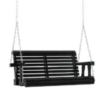 46 Inch 2 Person Wooden Porch Swing Bench with Cup Holders, Black - Image 11