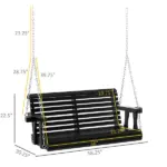 46 Inch 2 Person Wooden Porch Swing Bench with Cup Holders, Black - Image 3