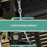 46 Inch 2 Person Wooden Porch Swing Bench with Cup Holders, Black - Image 5