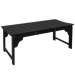 Slatted Wooden Garden Bench, Curved Seat Front Porch Bench, Black - Image 11