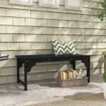 Slatted Wooden Garden Bench, Curved Seat Front Porch Bench, Black - Image 10
