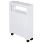 HOMCOM Slim Bathroom Storage Cabinet Narrow with Shelf 2 Drawers 4 Casters Floor Organizer White - Image 11