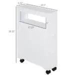 HOMCOM Slim Bathroom Storage Cabinet Narrow with Shelf 2 Drawers 4 Casters Floor Organizer White - Image 3