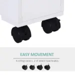 HOMCOM Slim Bathroom Storage Cabinet Narrow with Shelf 2 Drawers 4 Casters Floor Organizer White - Image 4