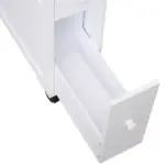 HOMCOM Slim Bathroom Storage Cabinet Narrow with Shelf 2 Drawers 4 Casters Floor Organizer White - Image 7
