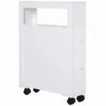 HOMCOM Slim Bathroom Storage Cabinet Narrow with Shelf 2 Drawers 4 Casters Floor Organizer White - Image 10
