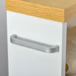 Kleankin Slim Bathroom Storage Cabinet Rolling Wheels Shelves Toilet Paper Holder White - Image 11