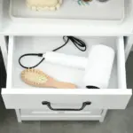 Kleankin Slim Bathroom Storage Cabinet, Tall Linen Tower with Open Shelf, Drawer, Recessed Doors and Adjustable Shelves, White - Image 8