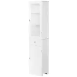 Kleankin Slim Bathroom Storage Cabinet Tall Narrow Linen Tower with Acrylic Door Drawer and Shelves White - Image 13