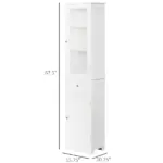 Kleankin Slim Bathroom Storage Cabinet Tall Narrow Linen Tower with Acrylic Door Drawer and Shelves White - Image 3