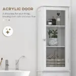 Kleankin Slim Bathroom Storage Cabinet Tall Narrow Linen Tower with Acrylic Door Drawer and Shelves White - Image 5