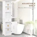 Kleankin Slim Bathroom Storage Cabinet Tall Narrow Linen Tower with Acrylic Door Drawer and Shelves White - Image 6