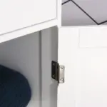 Kleankin Slim Bathroom Storage Cabinet Tall Narrow Linen Tower with Acrylic Door Drawer and Shelves White - Image 8