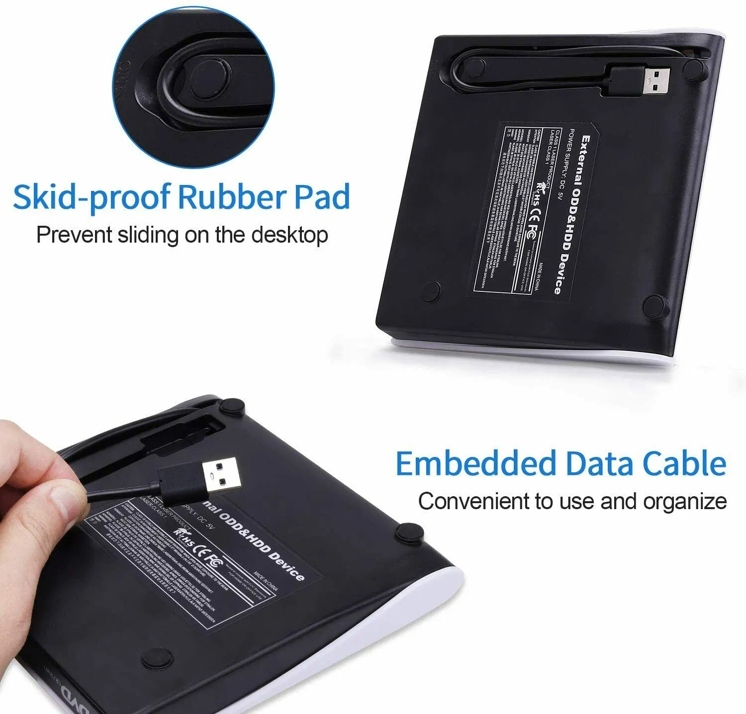 Slim USB 3.0 External CD DVD Drive Burner Reader Writer for Laptop PC and Mac