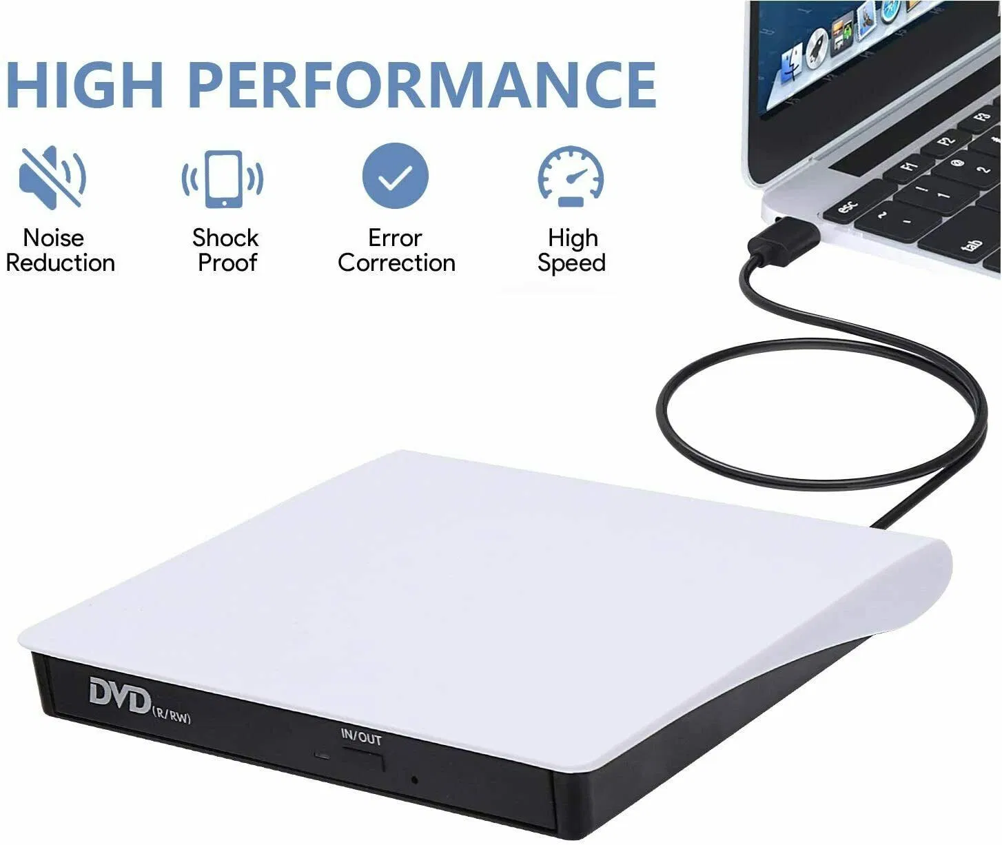 Slim USB 3.0 External CD DVD Drive Burner Reader Writer for Laptop PC and Mac