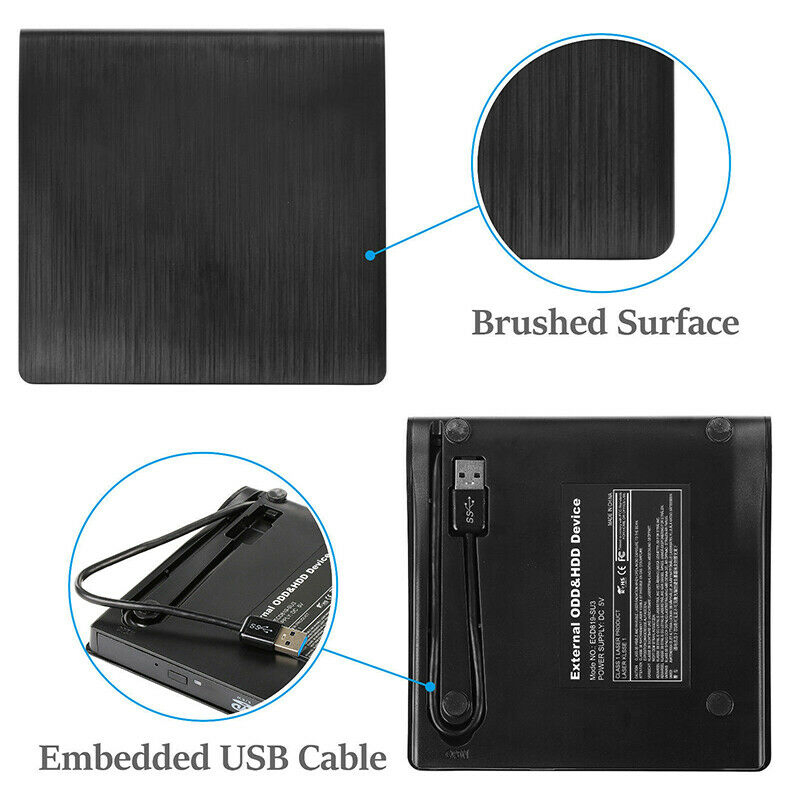 USB 3.0 External CD DVD-RW Drive Burner and Player for Laptop PC