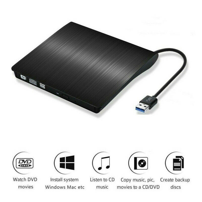 USB 3.0 External CD DVD-RW Drive Burner and Player for Laptop PC