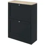 HOMCOM Slim Shoe Storage Cabinet, Modern Shoe Cabinet with 2 Flip Drawers and Adjustable Shelves for 12 Pairs, Black