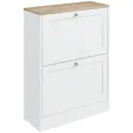 Slim Shoe Storage Cabinet, Modern Shoe Cabinet with 2 Flip Drawers and Adjustable Shelves for 12 Pairs, White - Image 11