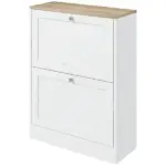 Slim Shoe Storage Cabinet, Modern Shoe Cabinet with 2 Flip Drawers and Adjustable Shelves for 12 Pairs, White
