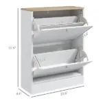 Slim Shoe Storage Cabinet, Modern Shoe Cabinet with 2 Flip Drawers and Adjustable Shelves for 12 Pairs, White - Image 3