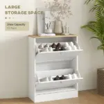 Slim Shoe Storage Cabinet, Modern Shoe Cabinet with 2 Flip Drawers and Adjustable Shelves for 12 Pairs, White - Image 4