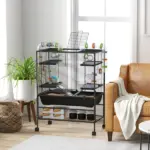 PawHut Small Animal Cage for Syrian Hamster, Dwarf Hamster Gerbil Cage with Tubing System, Running Wheel, Ramps, Platforms - Image 2