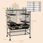 PawHut Small Animal Cage for Syrian Hamster, Dwarf Hamster Gerbil Cage with Tubing System, Running Wheel, Ramps, Platforms - Image 3