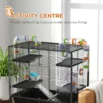 PawHut Small Animal Cage for Syrian Hamster, Dwarf Hamster Gerbil Cage with Tubing System, Running Wheel, Ramps, Platforms - Image 4