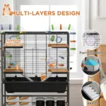 PawHut Small Animal Cage for Syrian Hamster, Dwarf Hamster Gerbil Cage with Tubing System, Running Wheel, Ramps, Platforms - Image 5