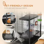 PawHut Small Animal Cage for Syrian Hamster, Dwarf Hamster Gerbil Cage with Tubing System, Running Wheel, Ramps, Platforms - Image 7