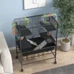 PawHut Small Animal Cage for Syrian Hamster, Dwarf Hamster Gerbil Cage with Tubing System, Running Wheel, Ramps, Platforms - Image 9