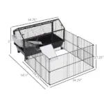 Small Animal Hutch 35L Cage with Wheels Bunny Playpen House Black for Guinea Pig Chinchilla - Image 3